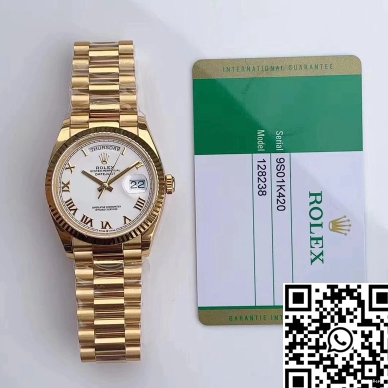 M128238 Rolex EW Scale Factory Day-Date Roman Time Dial White 0117